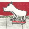 white dog on skateboard, Washington Elementary student